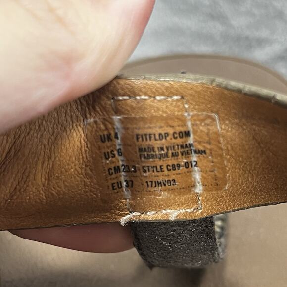 Fitflop Womens Size 6 Fino Toe-Post Flip Flops Bronze Glitter Studded Sandals - Picture 10 of 10